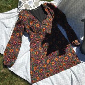 Zara Funky Hippie Floral Long Sleeve Dress